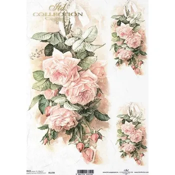 Umělecký papír Rýžový papír na decoupage ITD - Růže růžová - R1198