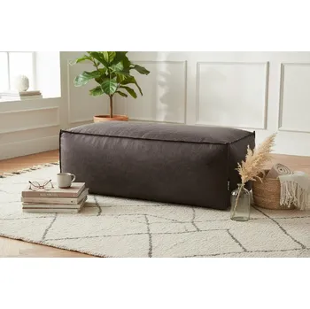 Sedací souprava Černý koženkový taburet Bearny 120 x 60 cm