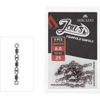 Mikado Obratlíky Jaws Fourfold Swivels 5ks Délka: 7,2cm, Nosnost: 35kg