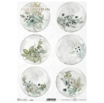 Umělecký papír Rýžový papír na decoupage ITD - Plody, květy v bílém - R1634