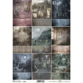 Umělecký papír Rýžový papír na decoupage ITD - Tajemno, malé motivy - R2023