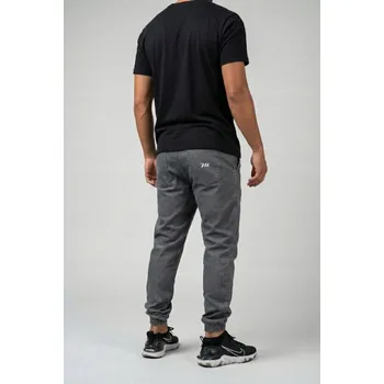 Pánské džíny JOGGER DŽÍNY PÁNSKÉ ŠEDÉ GRAFIT NA GUMU Metoda Mini VÝŠIVKA XXL