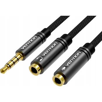 Audio kabel Rozbočovač Jack 3,5 mm – 2x 3,5 mm Vention BBMBY 30 cm černý