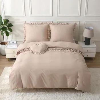 Povlečení Sada povlečení + polštář ve tvaru srdce 160x200 SRDCE béžová