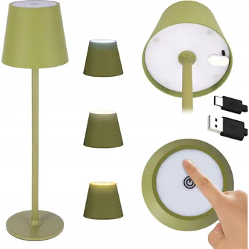 Lampička LED stolní lampa 38,5 cm BEZDRÁTOVÁ 3 režimy dotyková noční lampa USB-C