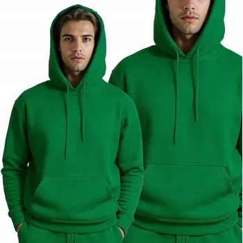 Pánská mikina Klasická Pánská Mikina Přes Hlavu s kapucí Velká Kapsa Zelená XXL