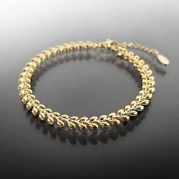 Náramek Náramek "Listy" z pozlacené oceli č. 1477