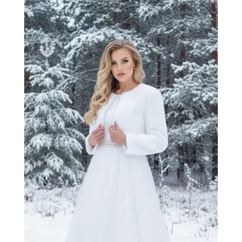 Dámský kožich Svatební bolerko z jemného plyše - bílé: BS-07 Vybraná velikost: 40