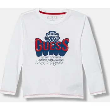 Dětská móda Dětské bavlněné tričko s dlouhým rukávem Guess N5YI13.K8HM0.9BYA bílá 00X, vel. 118-122