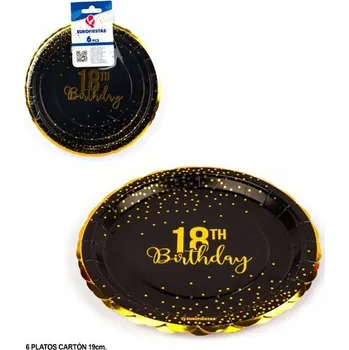 Talíř Ouda Party - Sada 6 narozeninových talířů 18 cm zlatých