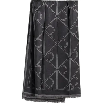 Šála Dámská šála Calvin Klein Emblem Contrast Charcoal LV04D0862G Šedá