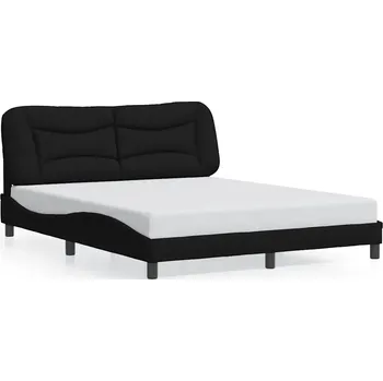 Postel Rám postele s čelem, černá, 218 x 165 x 74,5 cm, vhodná matrace 160