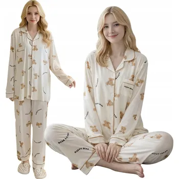 Dámské pyžamo DÁMSKÉ PYŽAMO DVOUDÍLNÉ POHODLNÉ ROZEPÍNACÍ DLOUHÝ RUKÁV KALHOTY TEPLÉ S