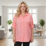 Dámská lososová dlouhá košile v nadměrné univerzální velikosti XL - XXXL P1802