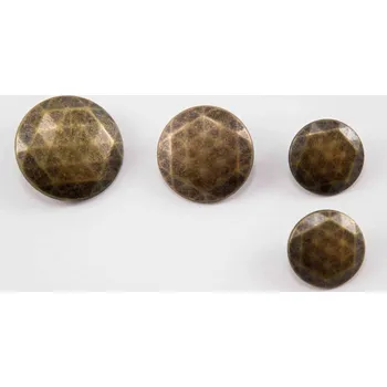 Knoflík Luxusní kovový knoflík - s lomeným šestiúhelníkem - matný - staromosaz - průměr 1,77 cm