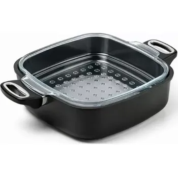 Pánev SKK Excelent Titan-Diamant: Čtvercový hrnec 28×28/8 cm s parní vložkou (bez poklice)