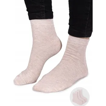 Dámské ponožky Ponožky se stříbrnou nití béžové 3PAK 35-38 YOCLUB