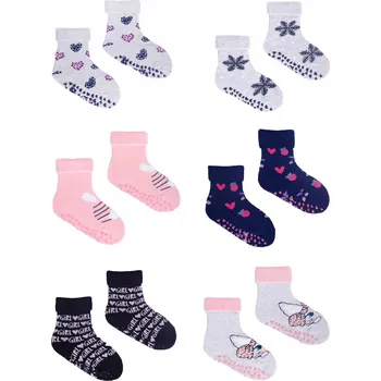 Dívčí barevné froté Ponožky s ABS materiálem BALENÍ 6 KUSŮ 17-19 let YOCLUB