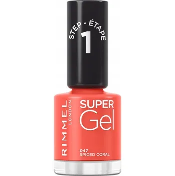 Přípravek na nehty Rimmel London Super Gel STEP1 12 ml Lak na nehty 047 Spiced Coral
