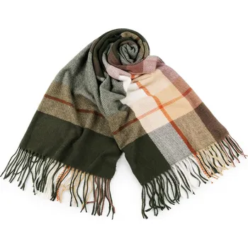 Šála Šátek / šála / pléd s třásněmi 65x175 cm, velké, 2 béžová světlá zelená