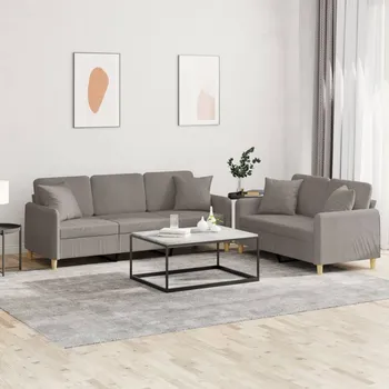 Pohovka 2dílná sedací souprava s polštáři taupe textil IM_3202141