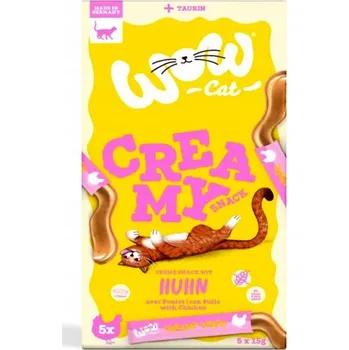 Pamlsek pro kočku WOW CAT Creamy Snack Kuřecí - krémová svačinka s kuřecím masem 5x15g