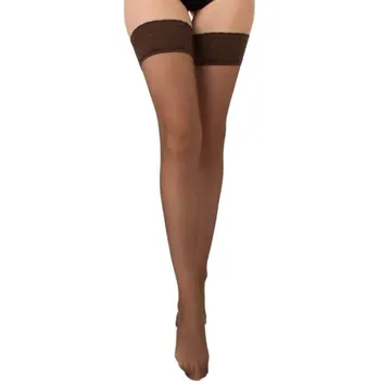 Dámské punčochy Giulia dámské jemné polyamidové elastické samodržící punčochy s krajkou 20DEN cappuccino 3|4