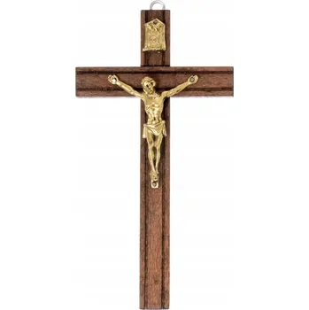 Obraz Malý dřevěný kříž na zeď, hnědý, frézovaný