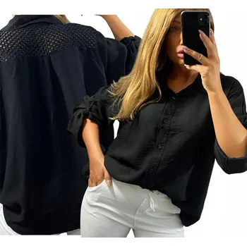 Dámská košile Genesy dámská košile 3/4 rukáv bez vzoru černá U206 velikost 50