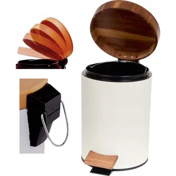 Odpadkový koš ODPADKOVÝ KOŠ KOUPELNOVÝ OCELOVÝ BÍLÝ 3L AKÁCIE POMALU DOPADAJÍCÍ VÍKO