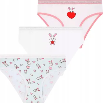 Dívčí spodní prádlo Dívčí kalhotky, fíklového střihu, s králíčkem a třpytivým lemem MORAJ 3 kusy v balení, velikost 122-128