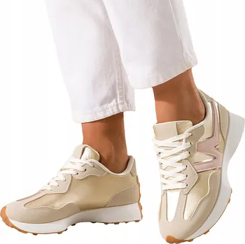 Dámské tenisky TENISKY Zlaté Dámské Sportovní PLATFORMA Růžové Vložky Šněrovací vel. 36