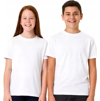 Chlapecké tričko BÍLÉ TRIČKO NA TĚLOCVIK BAVLNĚNÉ BÍLÉ DĚTSKÉ TRIČKO DO ŠKOLY 146 cm