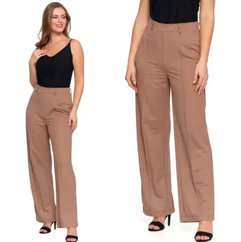Dámské kalhoty ELEGANTNÍ DÁMSKÉ KALHOTY S ROVNOU NOHAVICÍ PLUS SIZE MORAJ BÉŽOVÁ XXL