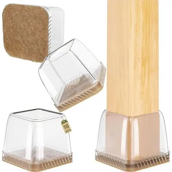 Zahradní dekorace Euqvunn 18ks chráničů nohou čtvercových židlí, silikonové chrániče nohou židle, průhledné podložky