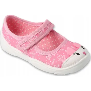 Dívčí bačkory Befado dětské papuče na suchý zip růžové, velikost 24