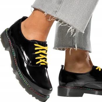 Dámské polobotky LAKOVANÉ DÁMSKÉ KOŽENÉ POLOBOTKY NA ŠNĚROVÁNÍ POLSKÝ VÝROBEK vel. 39