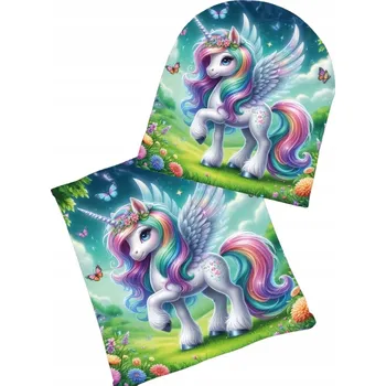 Čepice Dětská zimní podzimní sada Nákrčník Čepice s jednorožcem