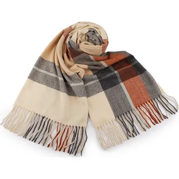 Šála Šátek / šála / pléd s třásněmi 65x175 cm, velké, 3 béžová světlá hnědá