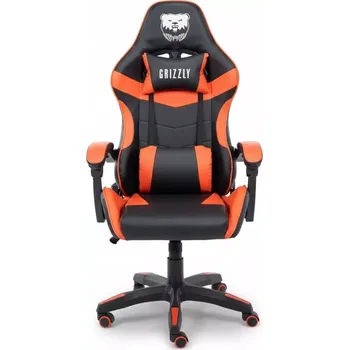 Herní židle Herní křeslo s ergonomií a polohováním – černo‑oranžové