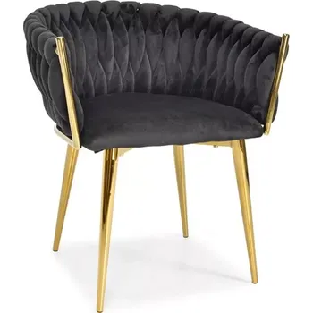 Jídelní židle Velurová židle glamour – černá se zlatými nohami