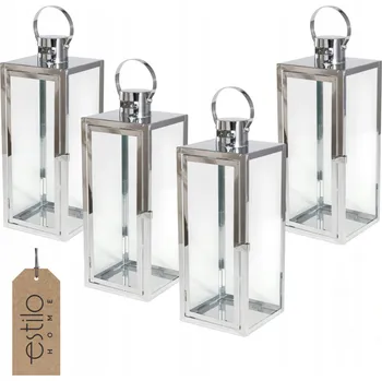 Obraz Stříbrná kovová lucerna chromovaná na Terasa Balkon nebo do obýváku, VELKÁ 63 cm