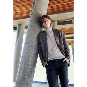 Pánské sako PÁNSKÉ JEDNOŘADÉ SAKO SAKO HNĚDÉ VOLCANO JB-ELON M