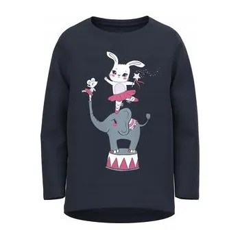 Dívčí tričko Name it dětské tričko s dlouhým rukávem bavlna modré, velikost 86