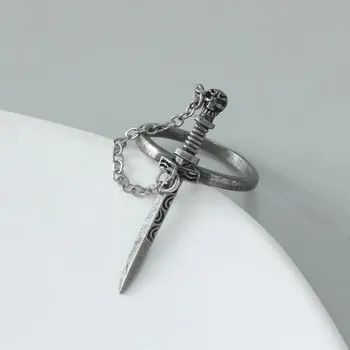 Prsten Černý vintage křížový prsten s motivem meče | prsten šperk