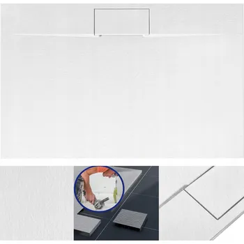 Sprchová vanička REA SPRCHOVÁ VANIČKA BAZALT LONG WHITE 80x100 + SIFON