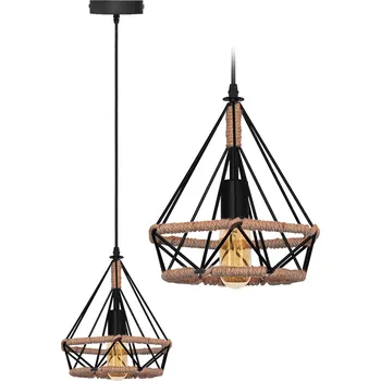 Toolight, Stropní svítidlo, geometrické, závěsné, loft styl na laně APP678-1CP, černá-hnědá, OSW-05644