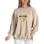 Mikina s potiskem srdce, vyšívaný nápis, béžová BY1442