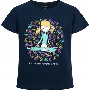 Dívčí oblečení Dívčí tričko tmavě modré bavlna velikost 134, tričko pro dívky Jóga Endo