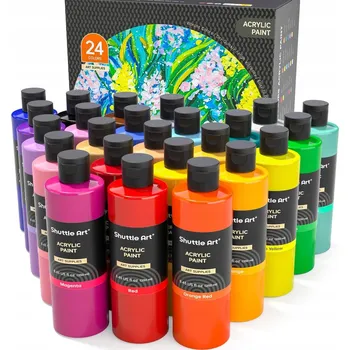 Vodová barva AKRYLOVÉ BARVY SADA 24 x 60 ml ŠETRNÉ K ŽIVOTNÍMU PROSTŘEDÍ A NETOXICKÉ